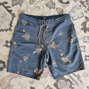 Billabong Gray Floral Shorts